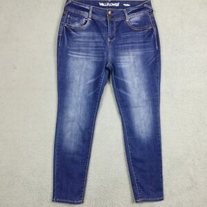 Wallflower Womens Jeans Skinny Ultra Fit Blue Denim Stone Whiskering Mid 15